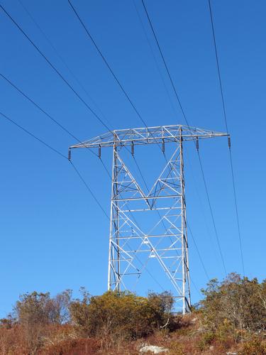 power-line swath across the trail to South Monoosnoc Hill at Leominster, MA