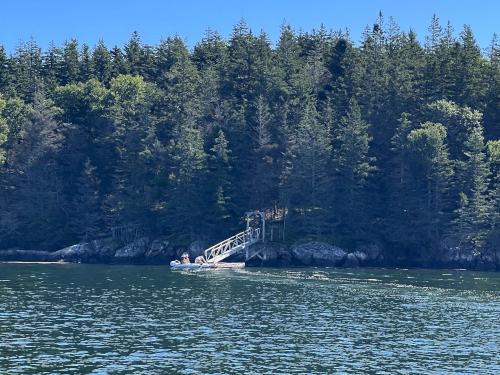 dock in August at Monroe Island in Maine