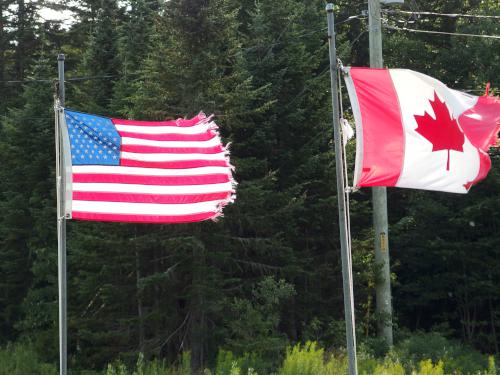 flags at Montagne des Lignes in northern New Hampshire