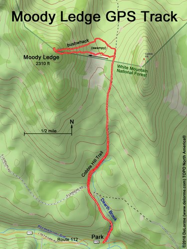 GPS track to Moody Ledge in New Hampshire