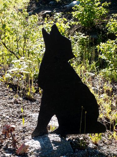 wolf silhouette sign on the way to Mowglis Mountain in New Hampshire