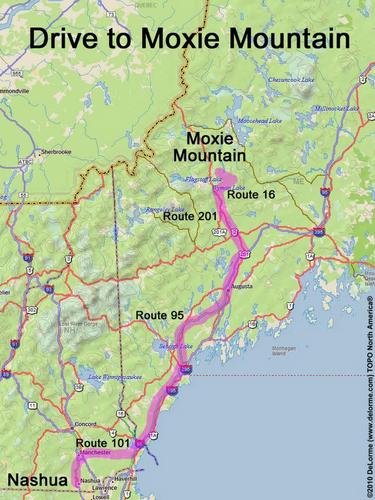 Moxie Mountain drive route