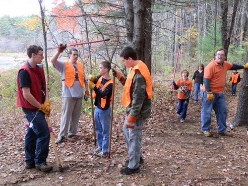 trail workers at Musquash Conservation Land in New Hampshire