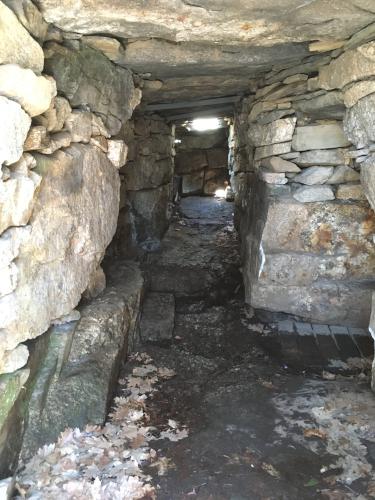 tunnel at America's Stonehenge historical site on Mystery Hill at Salem in New Hampshire