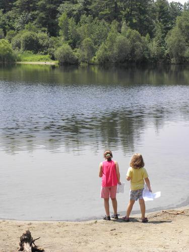 visitors at Kennedy Pond in Nashoba Brook Watershed in Massachusetts