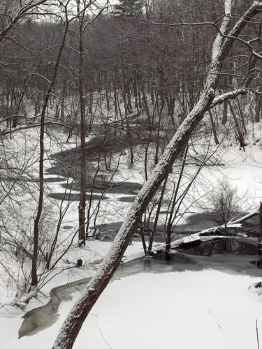 access road to the parking area for hiking Nashua Railroad North in southern New Hampshire