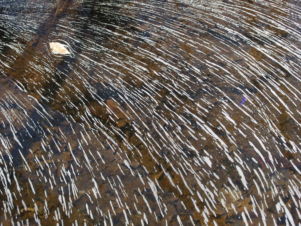 abstract-art scum in April on a stream at Nats Mountain in southern New Hampshire