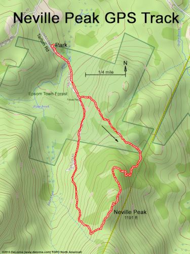 GPS track in June at Neville Peak in southern NH
