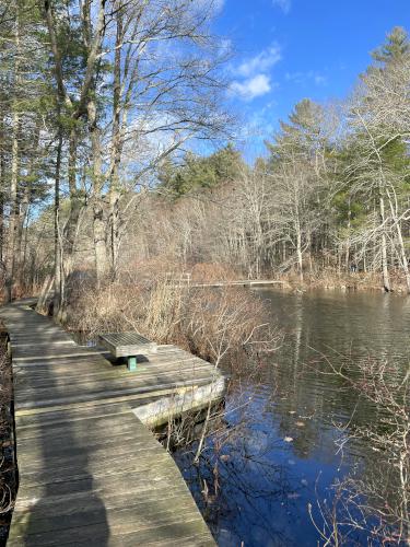 boardwalk in December at Norris Reservation in eastern Massachusetts