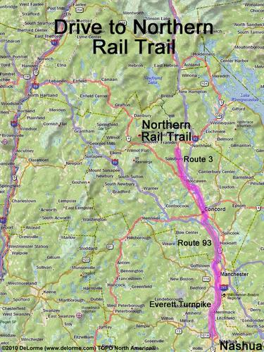 Northern Rail Trail (East End) drive route