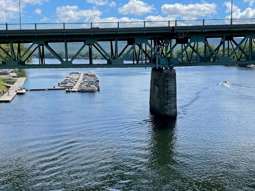 view down the Connecticut River in September from the Norwottuck Rail Trail near Northampton in northern Massachusetts