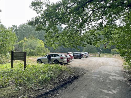 parking in October at October Farm Riverfront near Concord in northeast MA