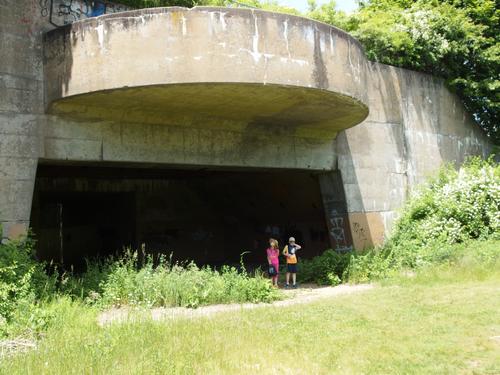 Talia and Carl at one of the bunkers at Odiorne Point State Park in New Hampshire