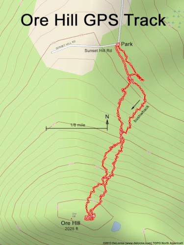 GPS track in May at Ore Hill in New Hampshire