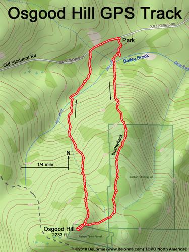 GPS track to Osgood Hill in New Hampshire