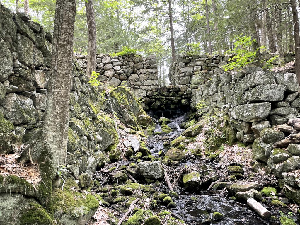 mill dam in May at Page Pond Community Forest in New Hampshire