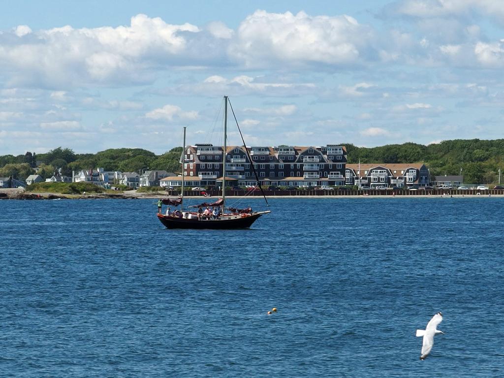 view west over the outlet of the Kennebunk River toward Oaks Neck from Parsons Way at Kennebunkport in southern Maine