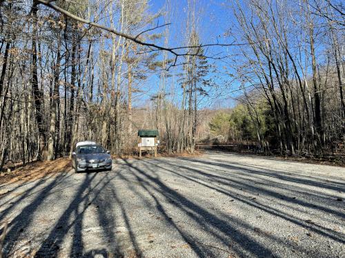 parking in December at Partridge Woods in southern New Hampshire