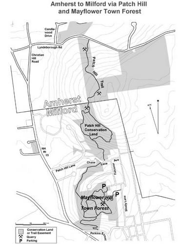 Patch Hill trailmap as posted at the trailhead kiosk