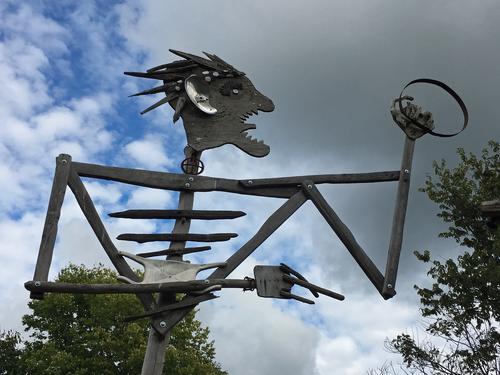 musician modern-art sculpture in the Creativity section at Path of Life Garden at Windsor in eastern Vermont