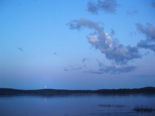 full-moon-rise in October over Lake Massabesic in southern New Hampshire