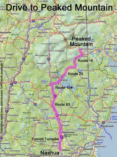 Peaked Mountain drive route