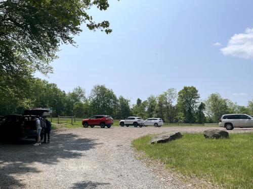 parking lot in May at Peaked Mountain near Monson in south-central MA