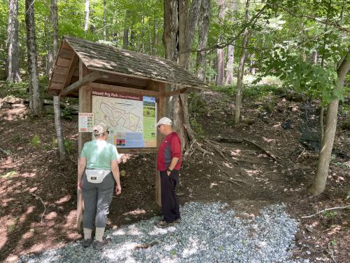 kiosk in July at Mount Peg at Woodstock in Vermont