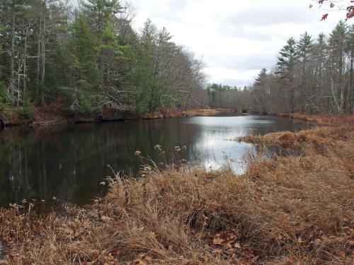 Contoocook River in November at Peterborough Rail Trail in southern New Hampshire