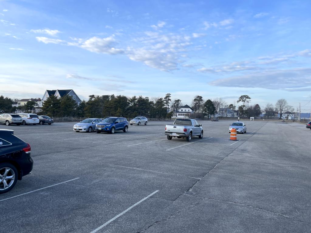 parking in December at Pine Point Beach in southern coastal Maine