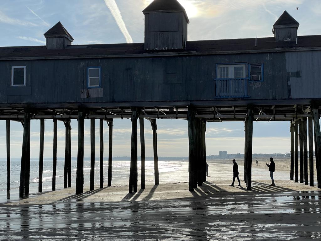 Pier in December at Old Orchard Beach, just south of Pine Point Beach in southern coastal Maine