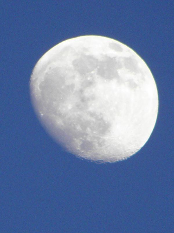 The almost-full moon as seen from Pinnacle Mountain in southern New Hampshire