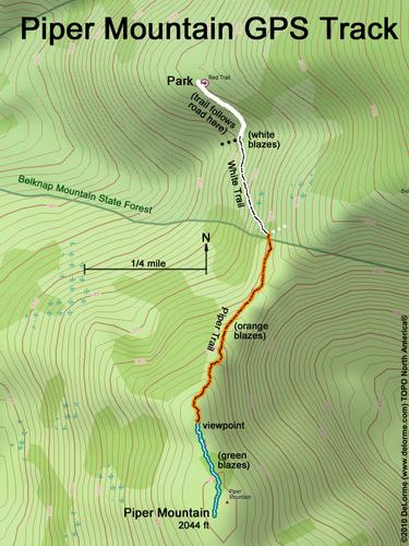 GPS track to Piper Mountain in New Hampshire