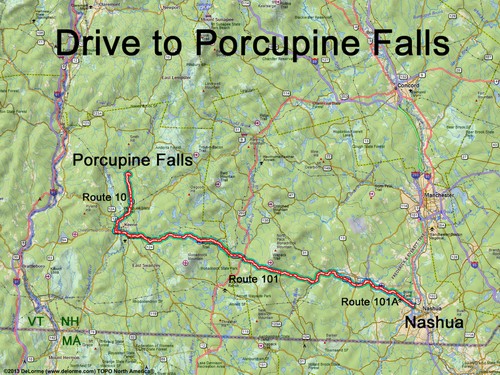 Porcupine Falls drive route