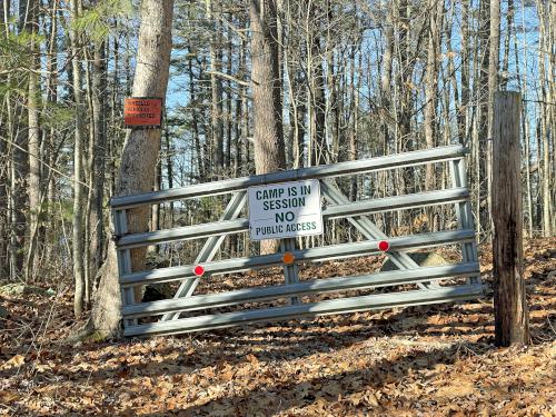 gate in December at Lake Potanipo Trail near Brookline in southern NH