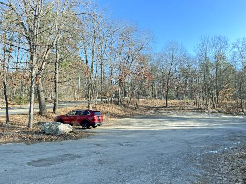 parking in December at Lake Potanipo Trail near Brookline in southern NH