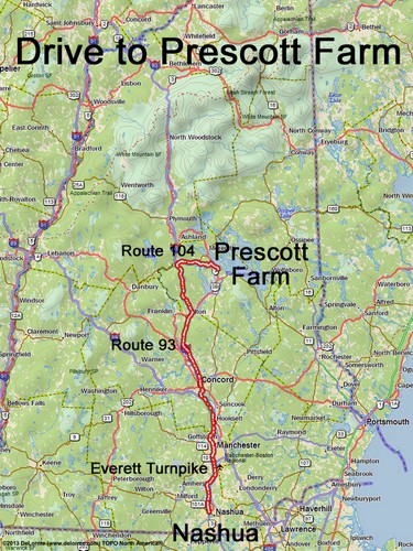 Prescott Farm drive route