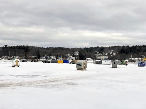 ice fishing in February at Meredith Bay near Proctor Wildlife Sanctuary in central New Hampshire