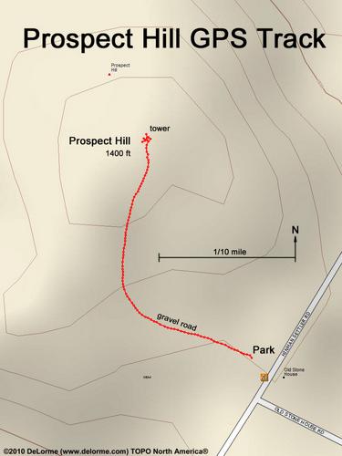 GPS track to Prospect Hill in northern Vermont