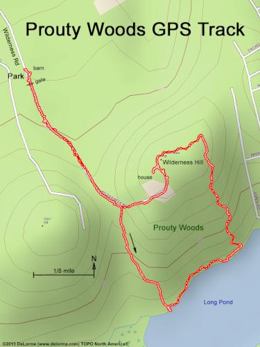 GPS track in May at Prouty Woods in northeast MA