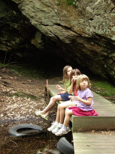 hikers in Pulpit Rock Conservation Area in New Hampshire