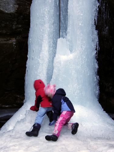 winter hikers at Pulpit Rock Conservation Area in New Hampshire