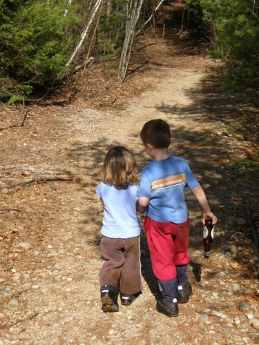 hiking the trail to Lower Purgatory Falls in New Hampshire