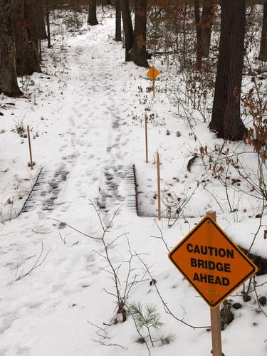 bridge on a trail at Rideout Property in southern New Hampshire