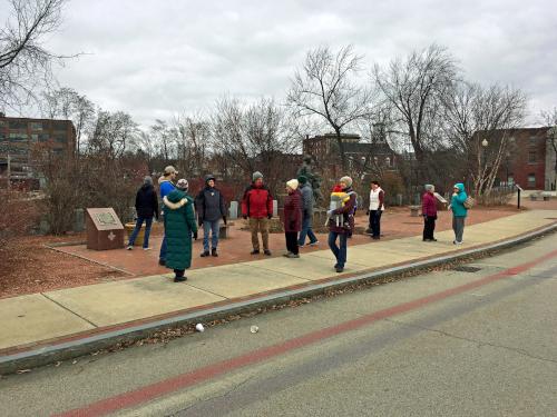 0ur group stops at the Le Parc de Notre Renaissance Francaise in December on the Nashua Riverwalk in New Hampshire