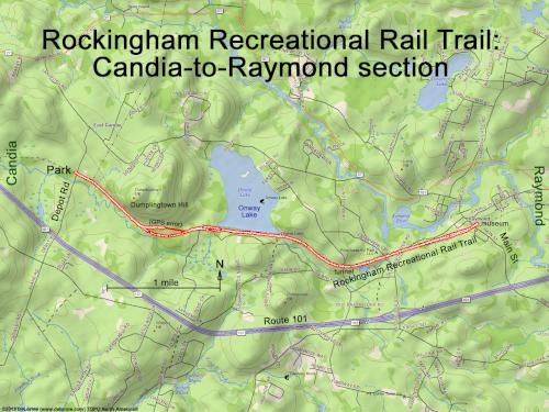 GPS track on the Rockingham Recreational Trail in southern New Hampshire