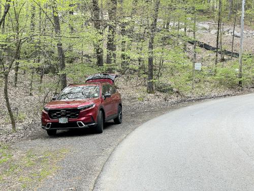 parking in May at Rocky Pond near Boylston, MA