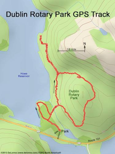 GPS track in July at Dublin Rotary Park in southern New Hampshire