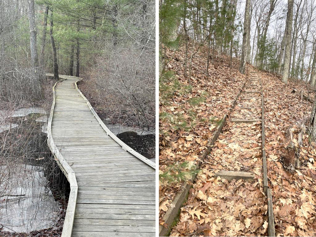 trails in December at Weir Hill near Round Hill in eastern MA