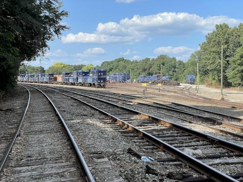 railroad tracks in August at Roussel Field and River Walk in Nashua NH